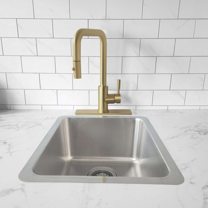 Brushed Gold Stainless Steel 10" Kitchen Sink Faucet Deck Plate