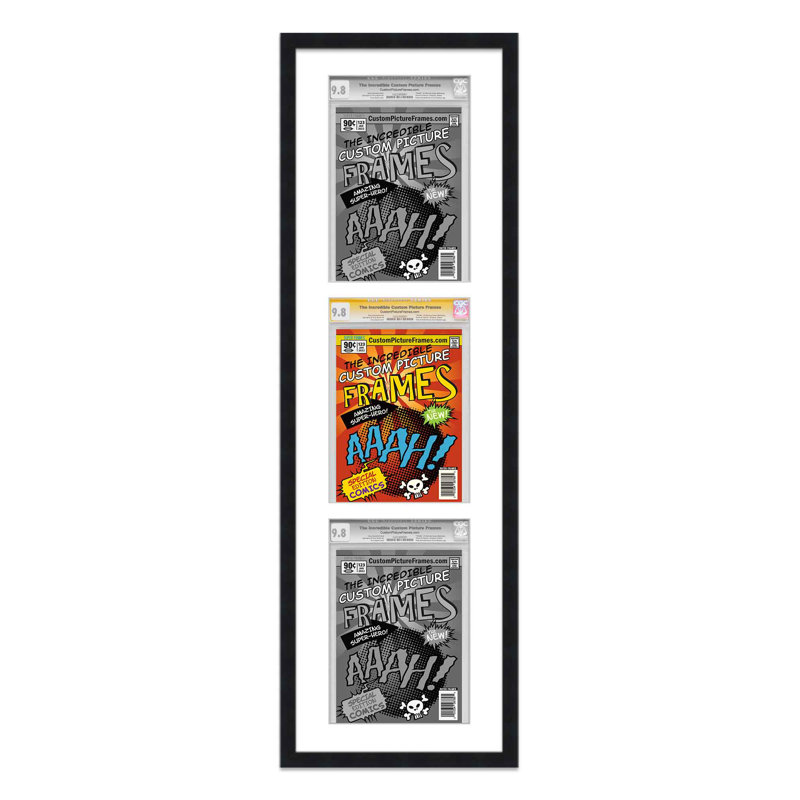 Wood Picture Frame with Mat, Black/White, 7.25" x 10.5"