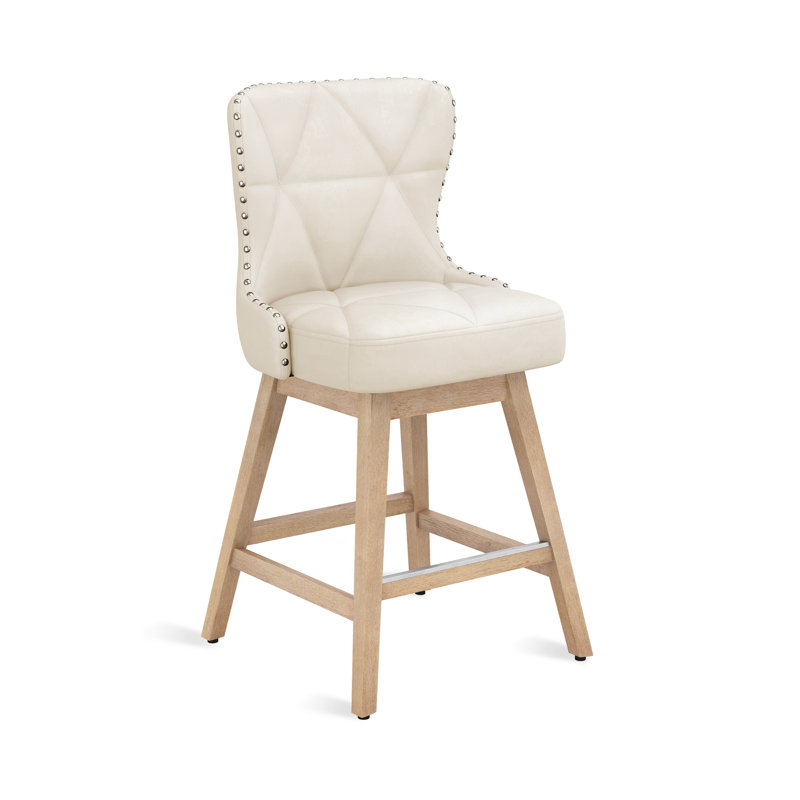 Tabouret de comptoir pivotant 26 po Arabele, 1, Ivoire ivoire, Naturel