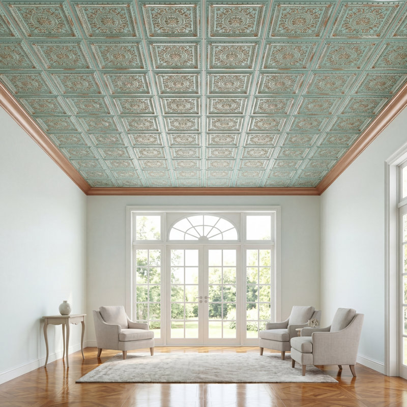 Tuile de plafond en PVC La Scala, L 24 po x L 24 po, Patine naturelle