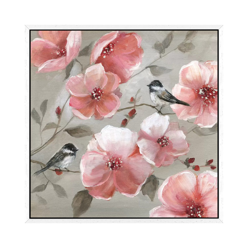 Chickadee Spring II by Nan - Painting on Canvas, White Framed, 66.04 cm H x 66.04 cm W