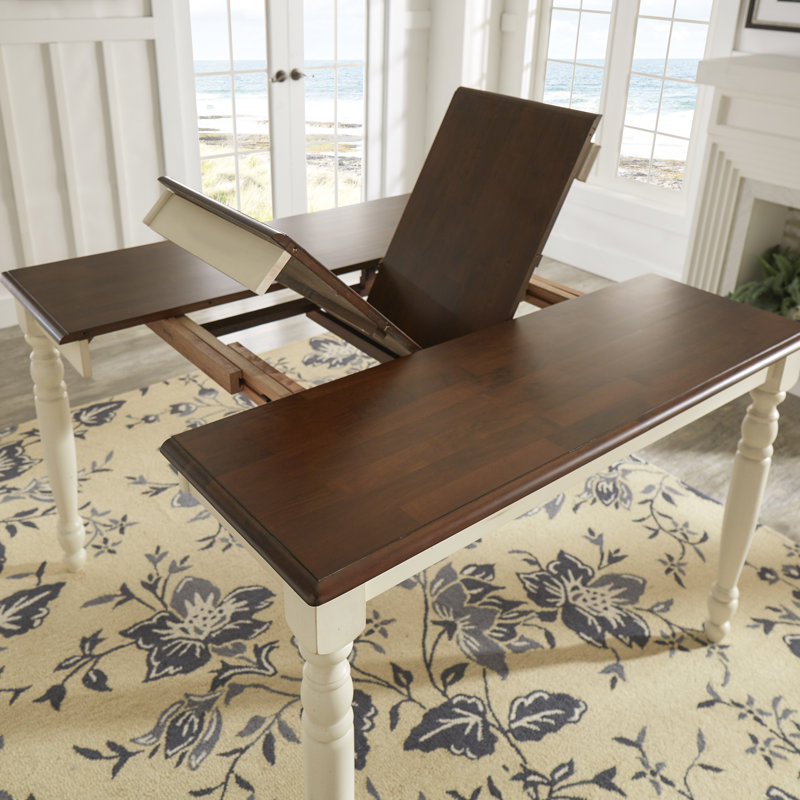Alyssha Extendable Solid Wood Dining Table, Antique White