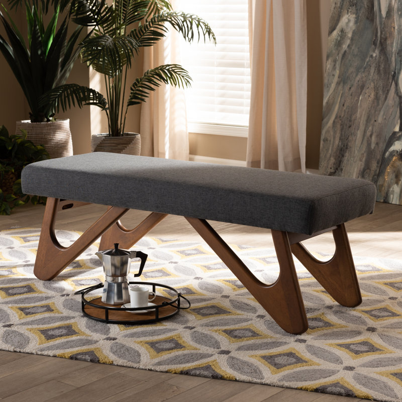 Polyester Upholstered Bench, Dark Gray