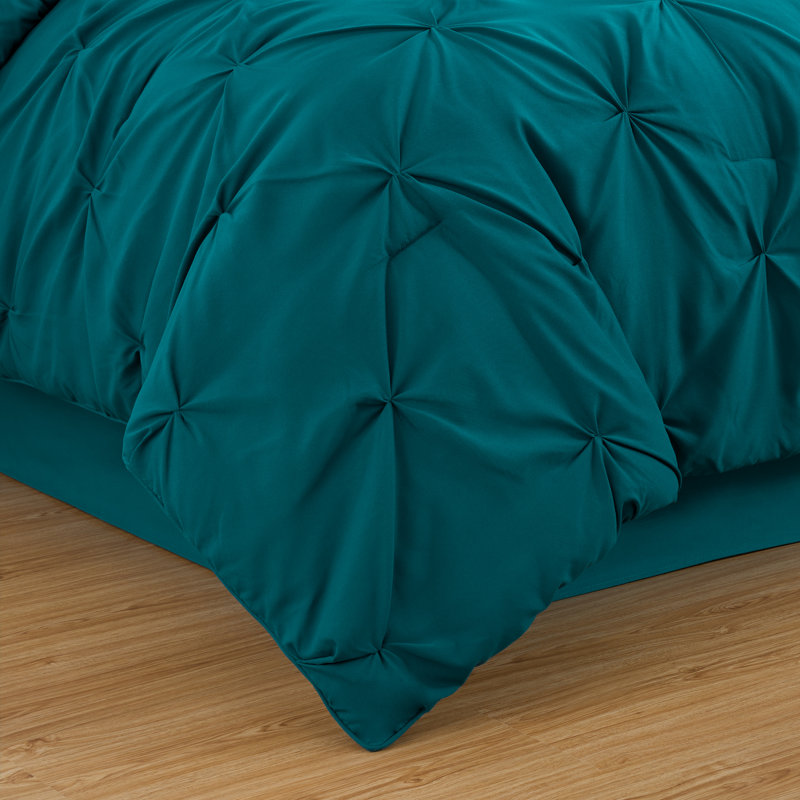 Sydney Pintuck Microfiber 7 Piece Comforter Set, Full Comforter + 6 Additional Pieces, Teal
