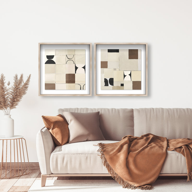 Boho Tiles Set by Oliver Gal, 25.5" H x 25.5" W, Natural Oak Shadowbox