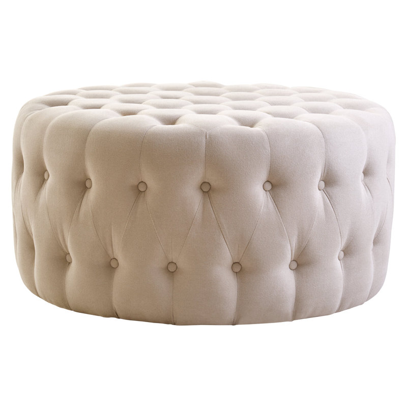 91cm Wide Velvet Footstool Ottoman, Beige