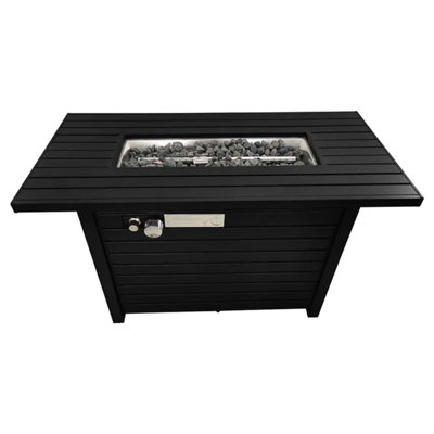 Table de foyer d'extérieur en acier avec couvercle H 25 po x l 42 po
