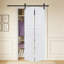 Porte de grange coulissante en panneau de fibres à densité moyenne noyer blanc 80 po x 48 po à 2 panneaux avec quincaillerie-136220524