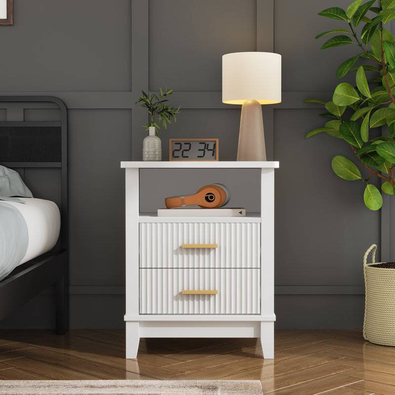Nathanel 18.9" W Nightstand with 2 Drawers,Modern Bedside Table for Bedroom Living Room
