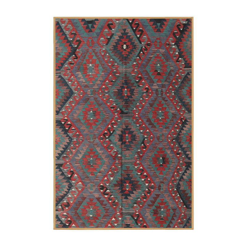 Tapis gris/rouge contemporain, Rectangle 6 pi x 9 pi