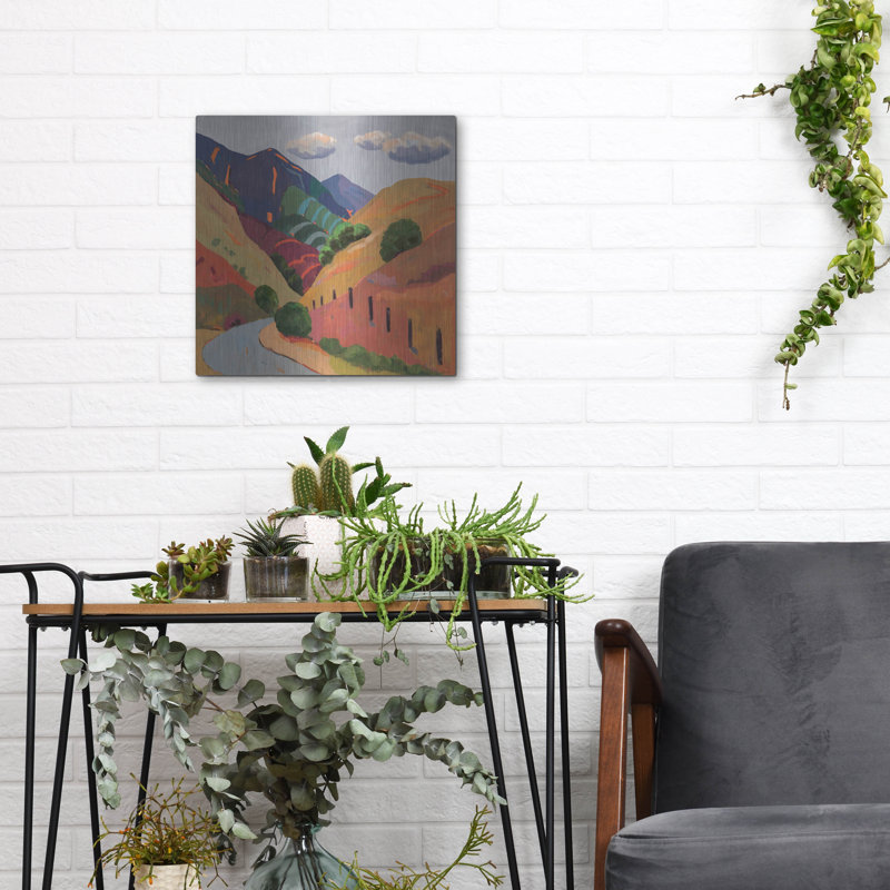 Art mural en métal luxueux «Wanaka Valley» par Jenny Wantuch, 12 po x 12 po, H 12 po x l 12 po