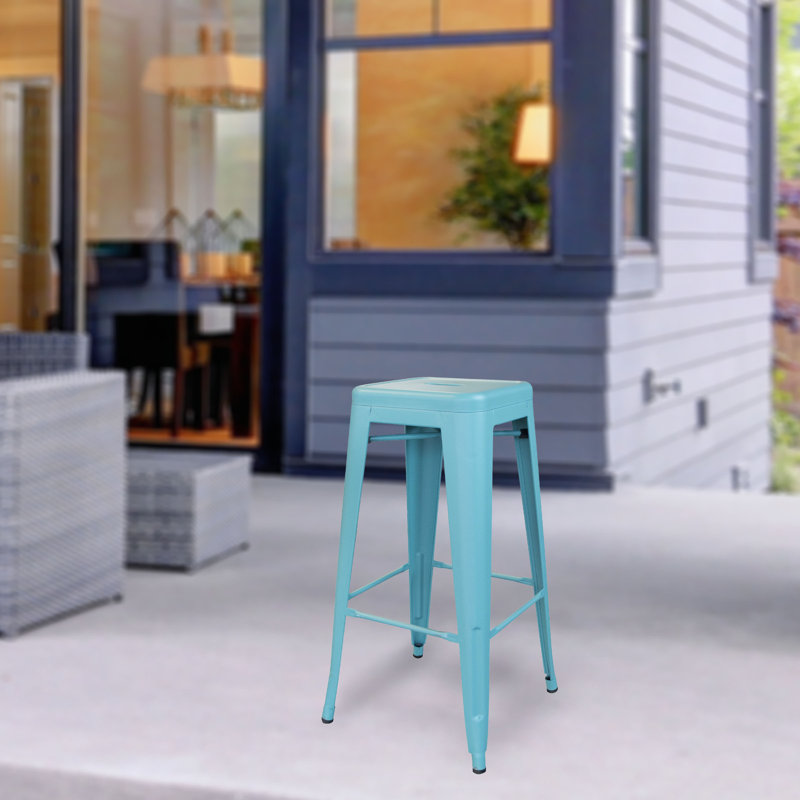 Tabouret bar et de comptoir Itzia, Bleu sarcelle, Tabouret de bar (assise de 30 po de hauteur), 3