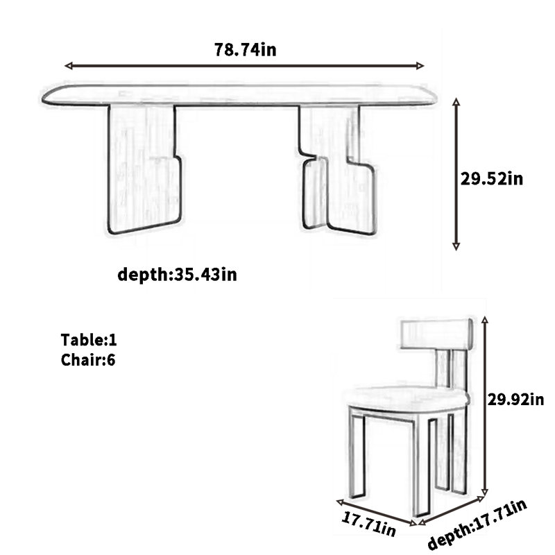 Combinaison de table et de chaise de style français rétro