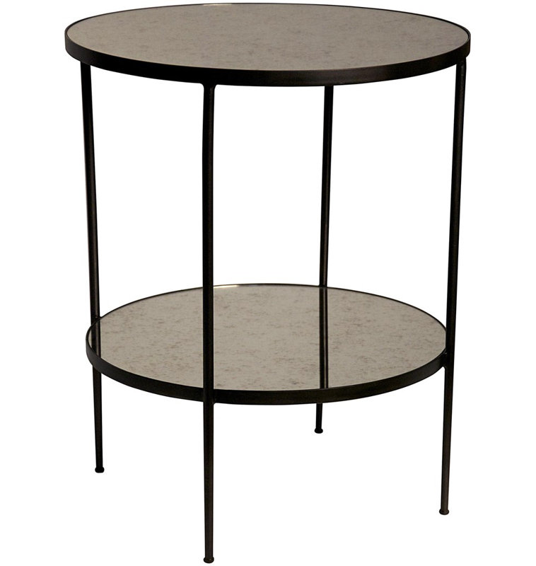 Anna Round Mirrored Glass Metal End Table