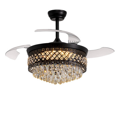 42" 3-Blades Crtsyal Chandelier Ceiling Fan with Light