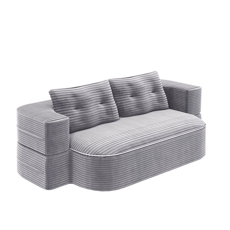 Plancher convertible de 78,7 po avec couverture à double usage innovante et coussinets à 2 places avec éponge à haute élasticité, accoudoirs carrés