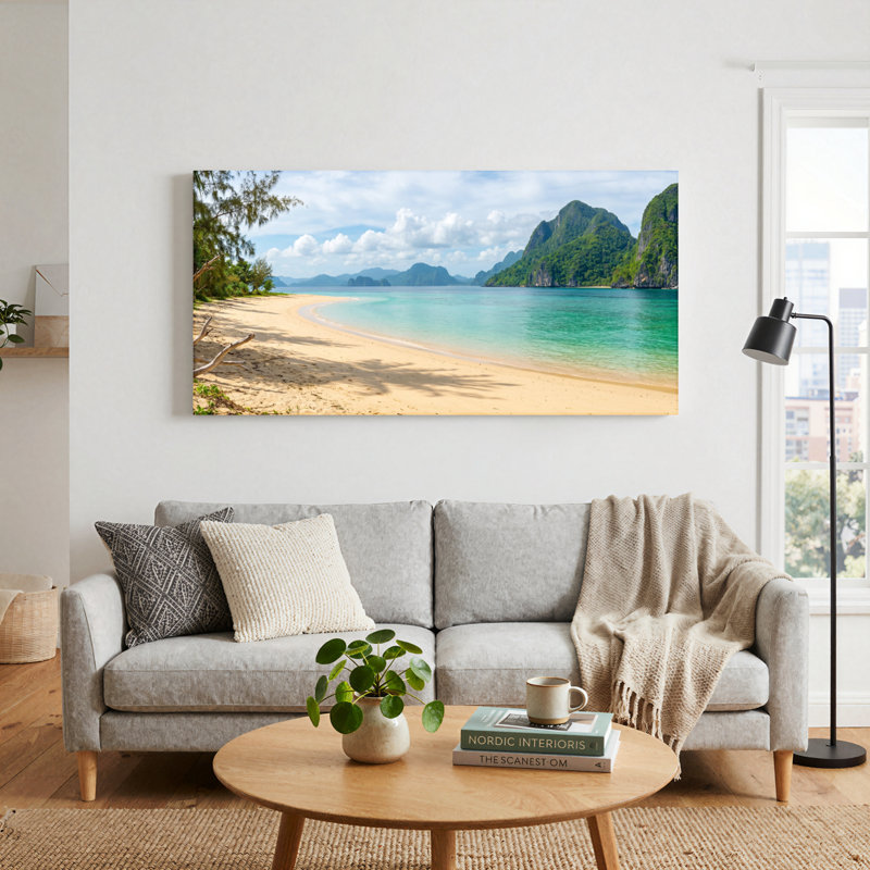 Ensemble de 1 tableau sur toile « Plage tropicale », 48“W x 24”H, Wrapped Canvas