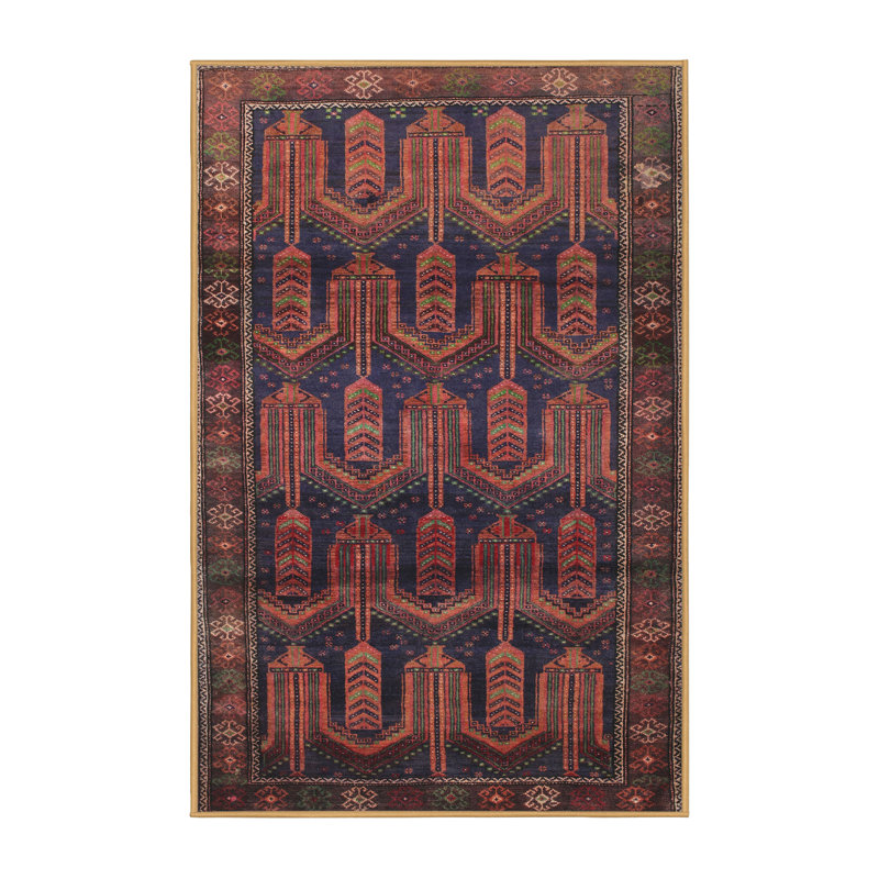 Tapis traditionnel violet / orange / brun, Rectangle 2 pi x 3 pi