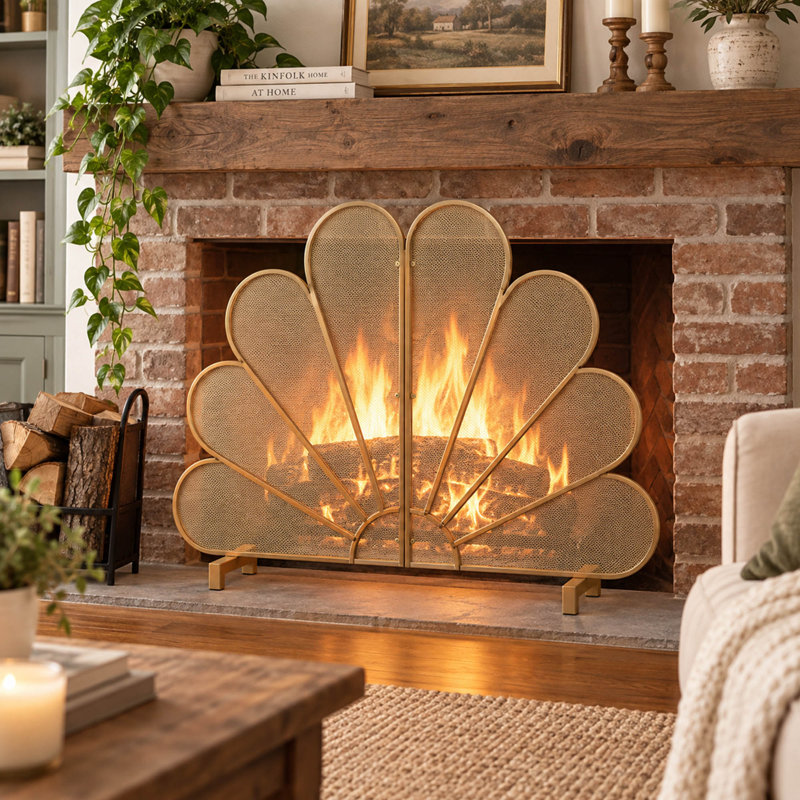 1 Panel Iron Fireplace Screen