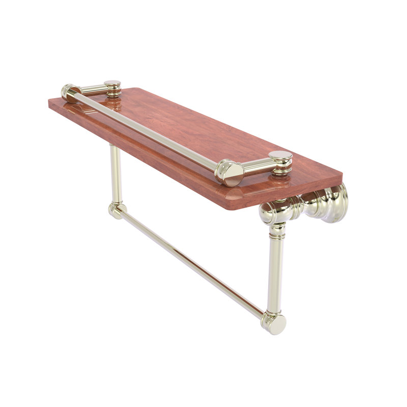 Tablette en bois massif Freyja, H 5,54 po x l 16 po x P 7,4 po, Nickel poli