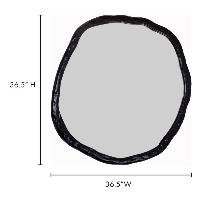 Nola Aluminum Novelty Mirror, Black, 36.5" x 36.5"