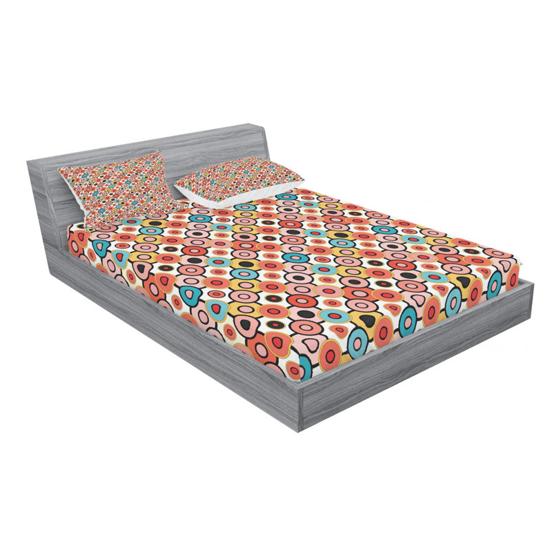 Microfiber Geometric Sheet Set, Full Sheet Set with Fitted Sheet
