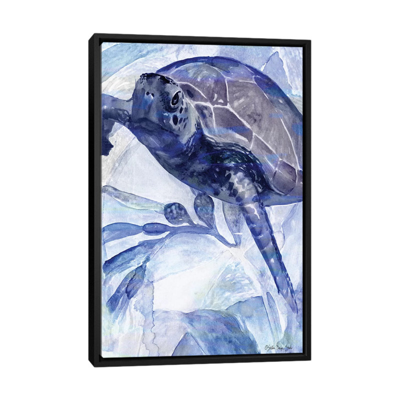 Parmi les herbes de mer II - reproduction d'art, H 60 po x l 40po x P 1,5 po, Toile avec cadre noir, Aucun mat