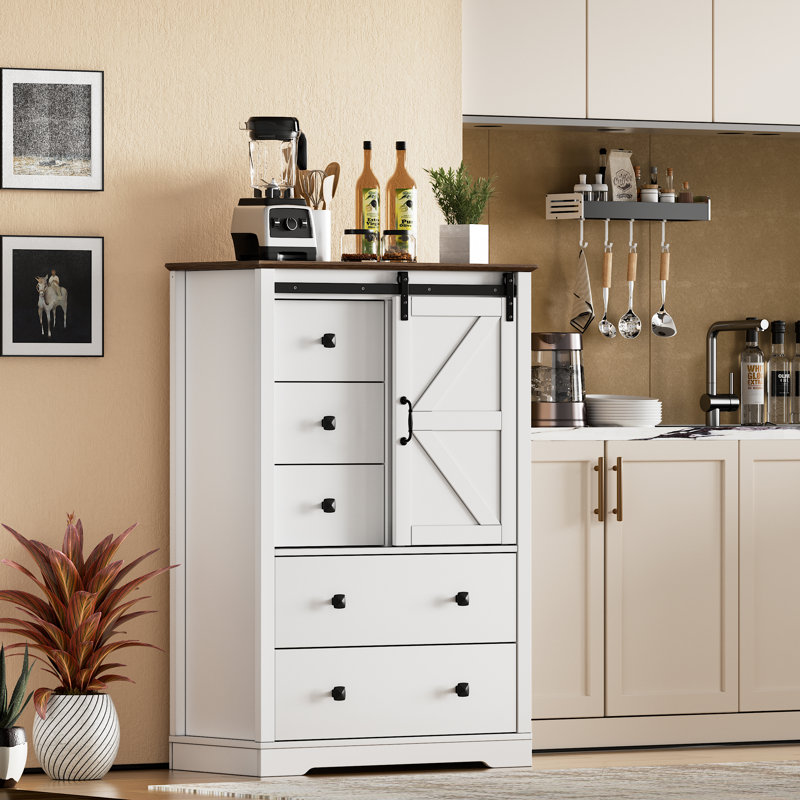 Commode 5 tiroirs, commode haute 5 tiroirs Farmhouse Modern