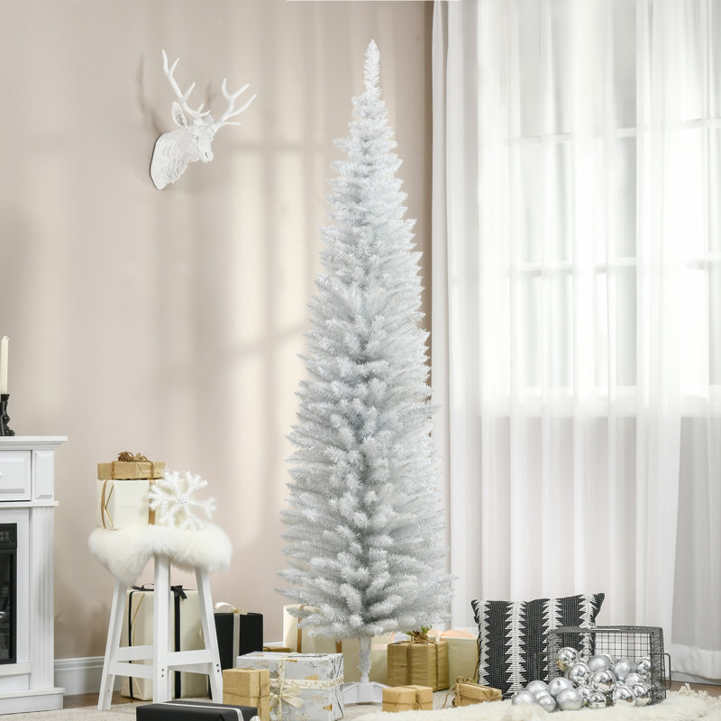 ? Décoration de Noël? Arbre de Noël artificiel, arbre de Noël mince avec 499 extrémités de branches réalistes et support en plastique