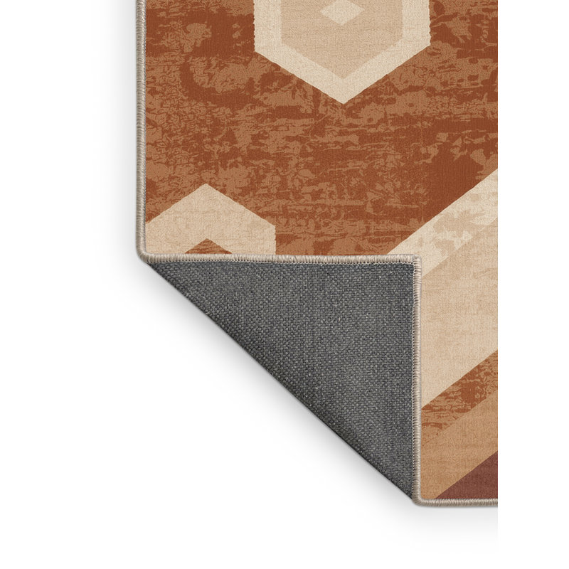 Tapis moelleux moelleux à motif de blocs d'inspiration mondiale Eichhorn - reliure beige, 8 pieds carrés
