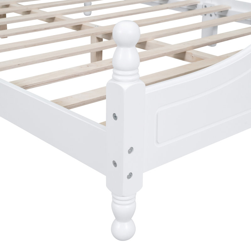 Structure de lit double en bois pleine grandeur avec support à lattes en bois, style rétro pour les chambres classiques et modernes