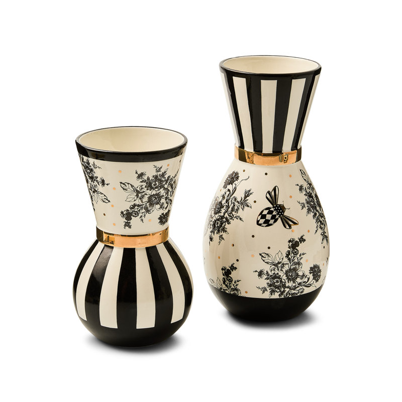 Bee Toile Vases, Set Of 2