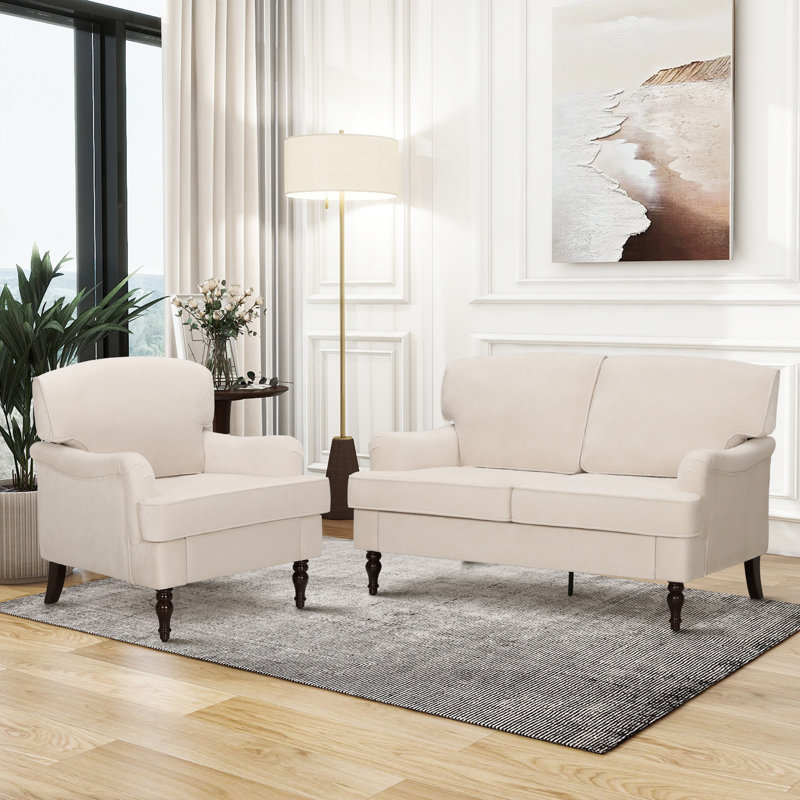 Three-seater Solid Wood Sofa With Linen Fabric, Beige
