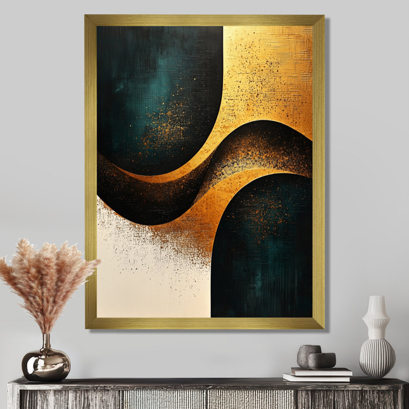 Pierre - Abstract Canvas Wall Art, H 32 po x l 24 po, Reproduction encadrée d'une seule photo, Doré