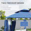Pavillon de jardin 10 pi x 13 pi en métal et polyester avec rideaux en bleu classique pour les réceptions à l'extérieur