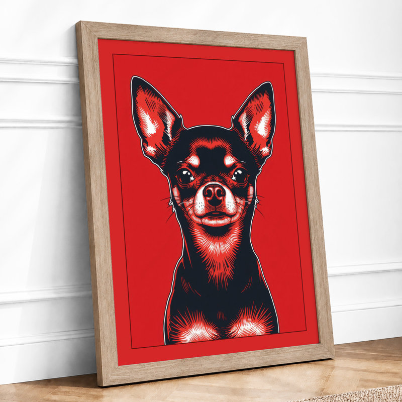 Smiling Chihuahua Modern - Framed Print, Oak, A3 - 42.0 x 29.7 cm