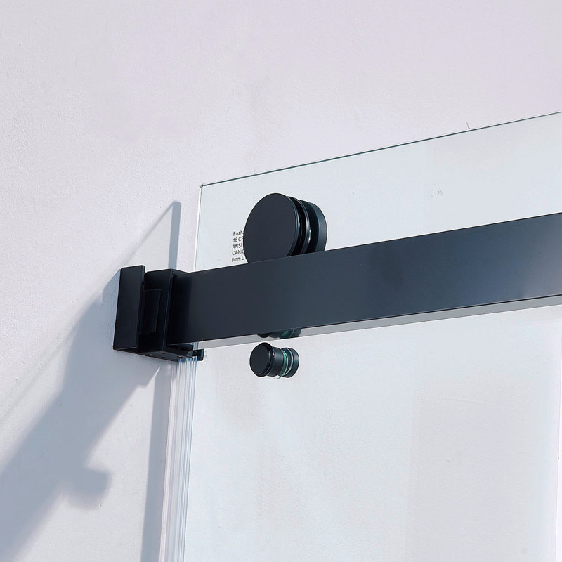 56-60"W X 60"H Frameless Double Sliding Tub Shower Door, 304 Stainless Steel In Matte Black, 5/16" (8Mm) Thick SGCC Tempered Clear Glass.