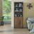 1 Doors Bookshelf With USB Port And 3 Open Shelves Bookcase Side Cabinet Storage Shelves, Rustic-325401043