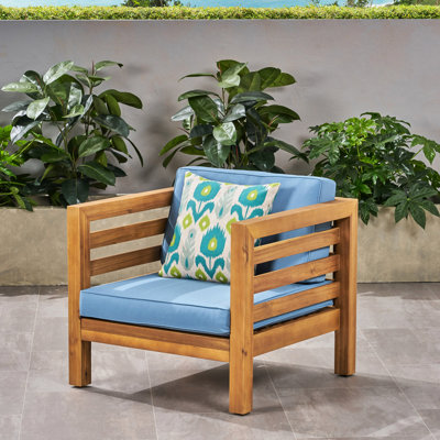 Fauteuil club moderne du milieu du siècle (lot de 2) - Bois, coloris bleu noyer Radiance Wood Chairs + Revêtement
