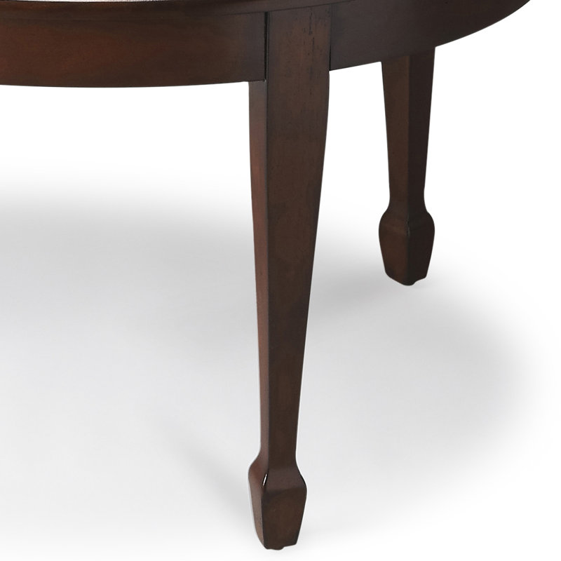Cherry Oval Wood Coffee Table with Maple Inlay