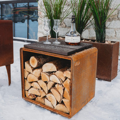 47cm W Cor-Ten Steel Log Rack