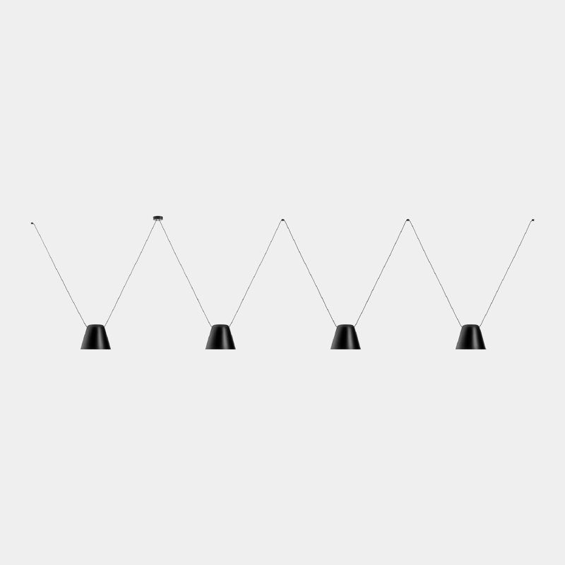 Attic 4 - Light Pendant, Black, 47.13" H x 78.75" W x 9.5" D