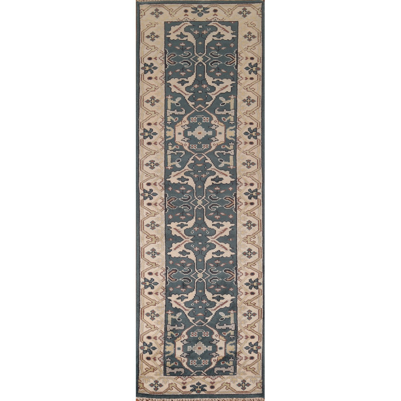 Tapis de couloir oriental entièrement fait à la main Oushak 3 x 10