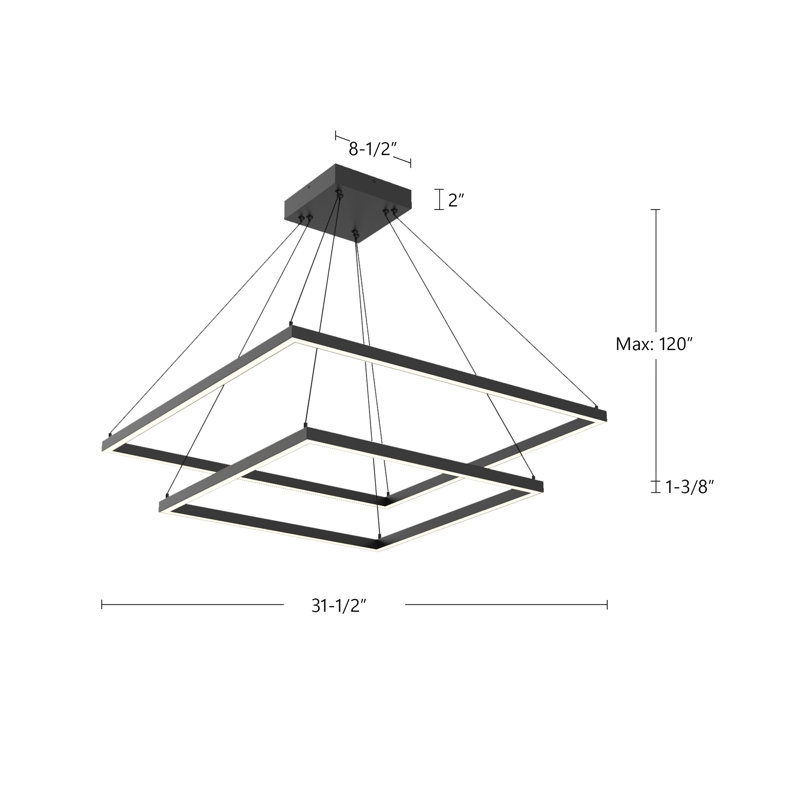 Piazza LED Chandelier, Black, 2, 1.375" H x 31.5" W x 31.5" D