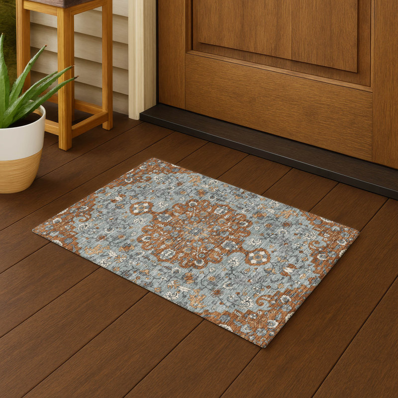 Tapis traditionnel lavable à la machine intérieur / extérieur ACN2463, Paprika, 1 pi 8 po x 2 pi 6 po