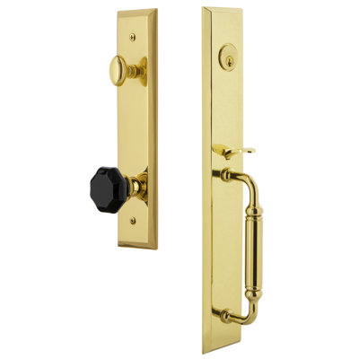 Fifth Avenue One-Piece Handleset with Single Cylinder Deadbolt and C Grip with Lyon Knob