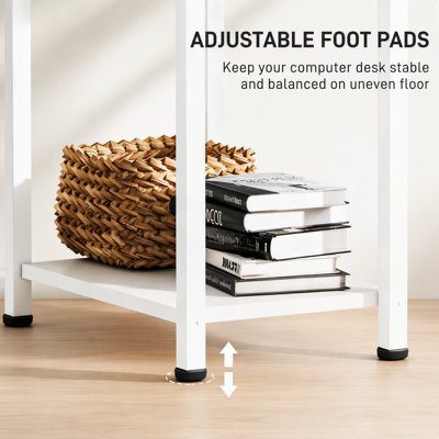 Compact Computer Desk with Fabric Drawers and Adjustable Shelves, Perfect for Home Office and Small Spaces