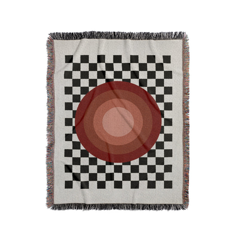 Target Geometric Cotton Blend Blanket Throw, Red/Black/Off-White, 60" L x 50" W