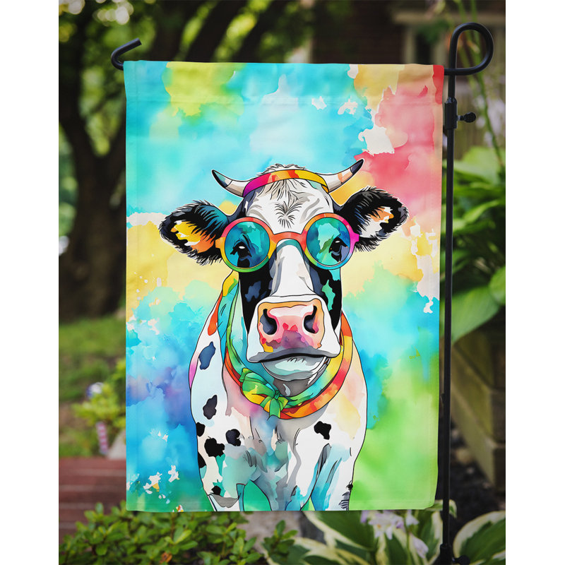 Drapeau de jardin de vache hippie