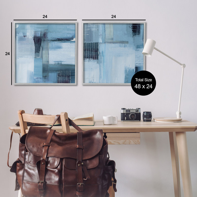«Stupell Industries», ensemble de 2 estampes numériques abstraites bleues par Susan Jill, H 24 po x l 24 po